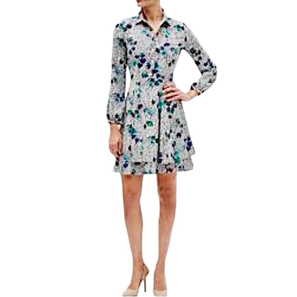 BANANA REPUBLIC Preppy Floral Blouson Shirt Dress size 8